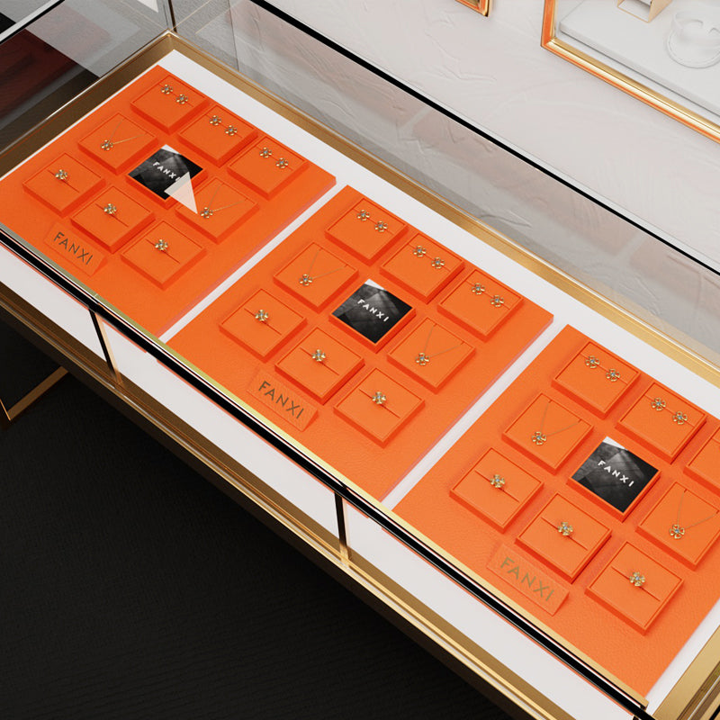 Orange PU leather jewelry display set TT139