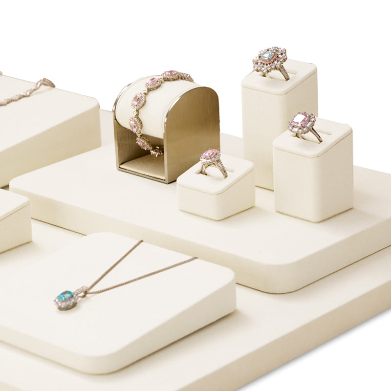 Luxury Beige Microfiber Jewelry display Set TT177