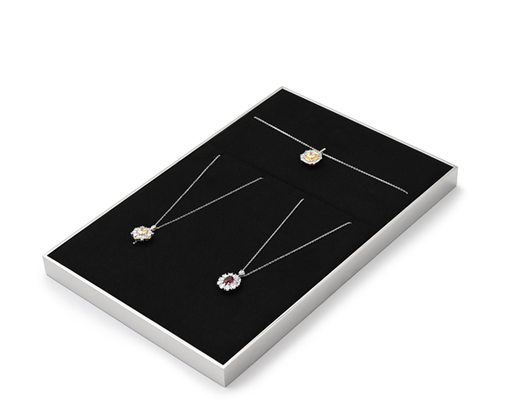 Black Microfiber Ring Earring Necklace Watch Jewelry Display Set TT193