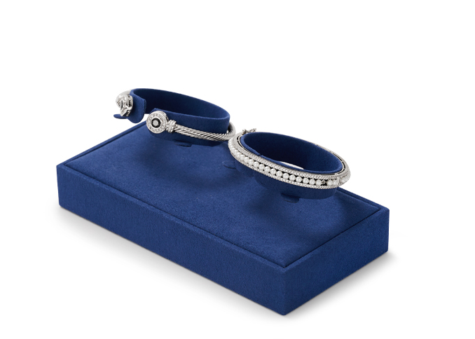 Blue Microfiber Ring Necklace Jewelry Display Set TT169