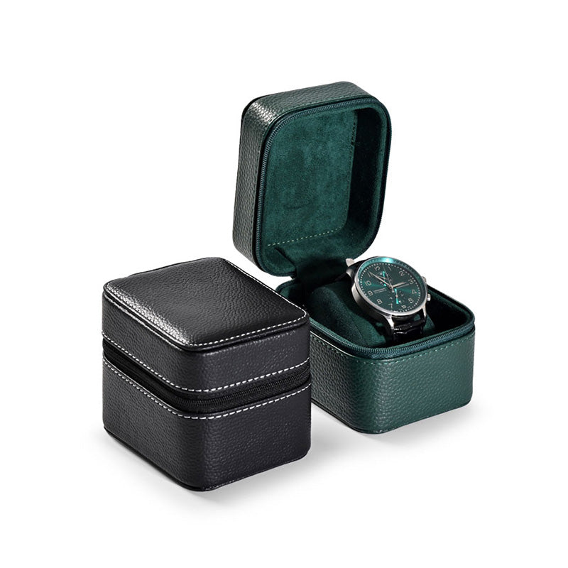 PU Leather Zipper Mechanical Watch Storage Gift Box B011