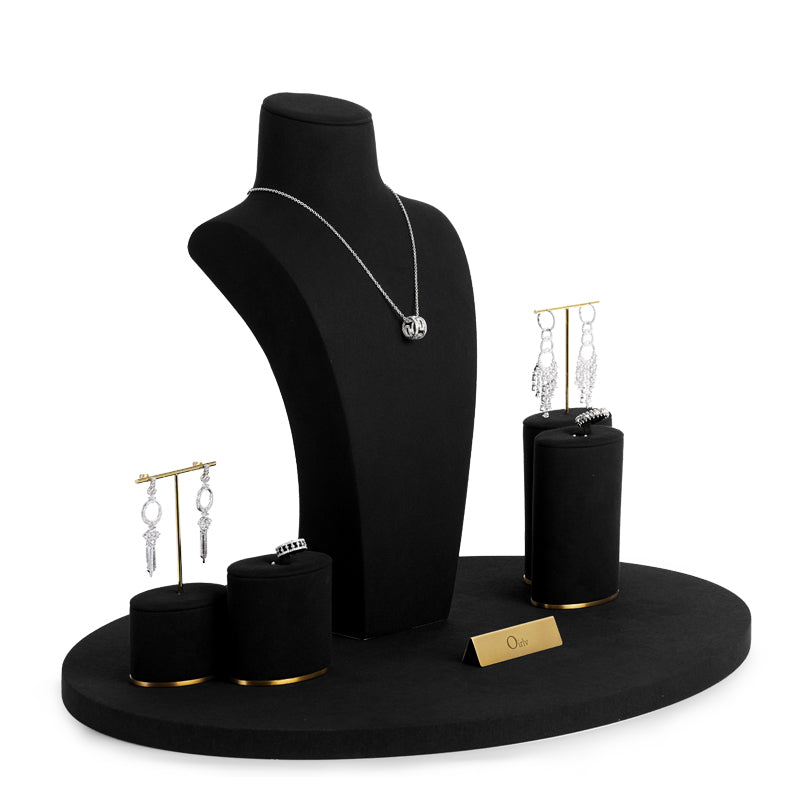 Luxury Black Microfiber Jewelry Display Set TT080