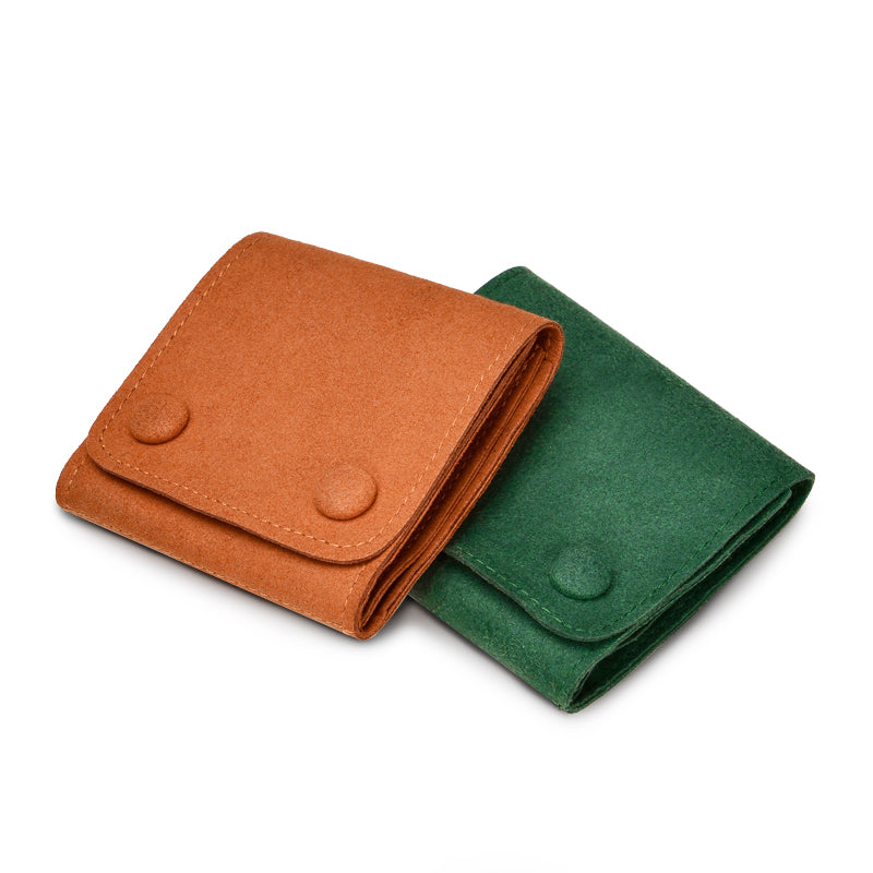 Green or Orange Microfiber Button Snap Jewelry Gift Bag
