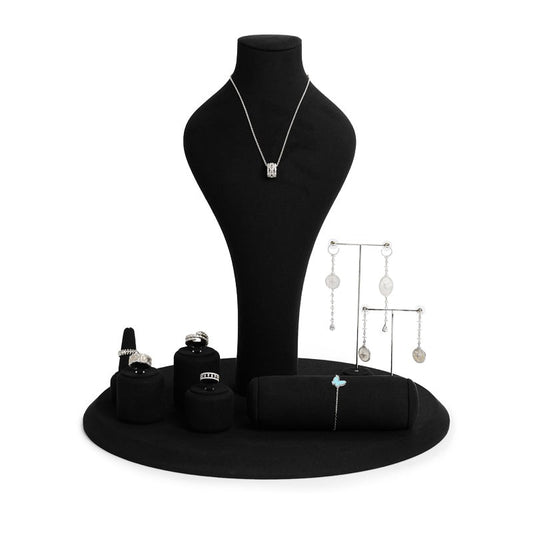 Luxury Black Microfiber Jewelry Display Set TT091