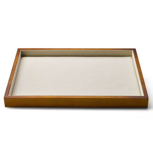 Cream White Wood Flat Stackable Jewelry Tray P04901
