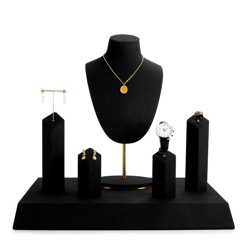 Black Microfiber Jewelry Set