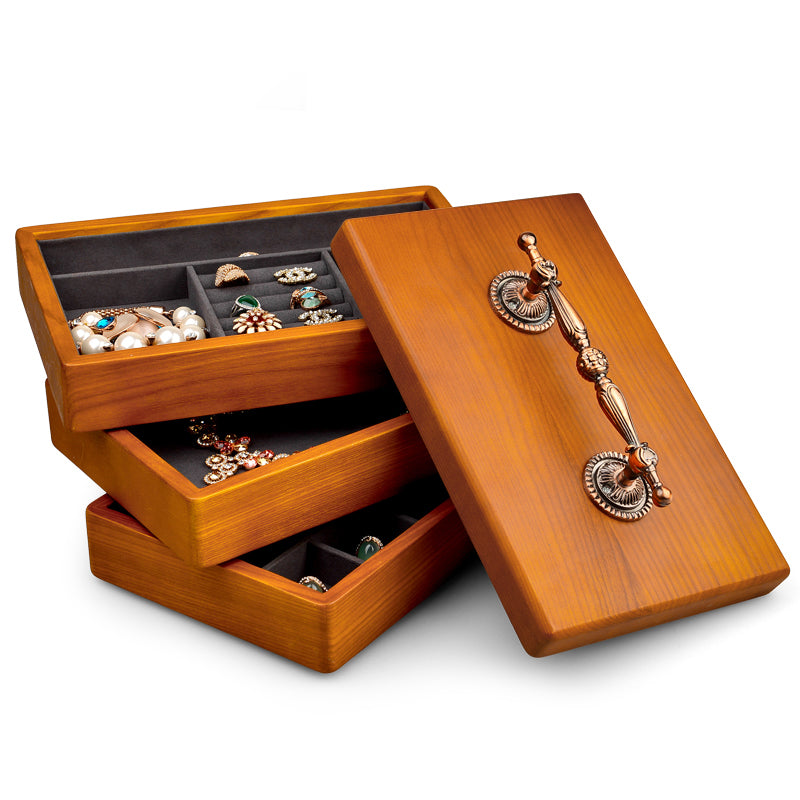Solid Wood DIY Stackable Jewelry Storage Case X028
