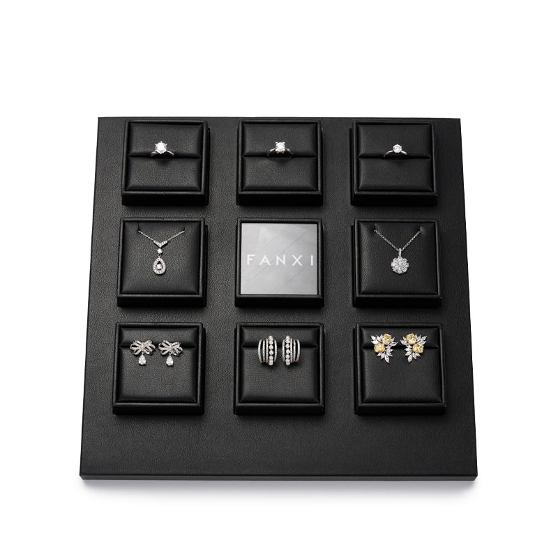 Black PU leather jewelry display set TT138