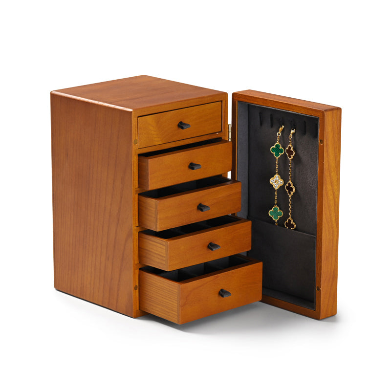 Solid Wood Jewelry Storage Case With 5 Drawer Design X037