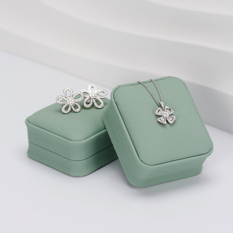 Green PU Leather Plush Ring Jewelry Box H145