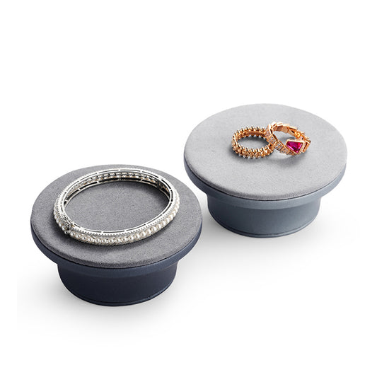 Gray PU Leather Ring Bangle Jewelry Stand