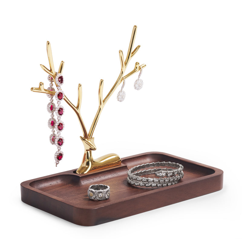 Wood Jewelry Display Tray With Deer Rack SM167
