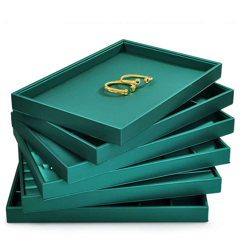Luxury Green Leather Jewelry Display Tray P063