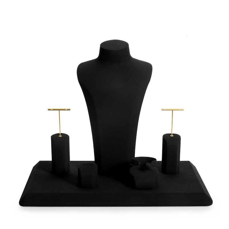 Black Microfiber Jewelry Display Stand Showcase Set TT086