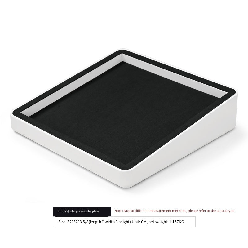 Luxury Microfiber Black Ring Necklace Pendant Earring Display Tray P137