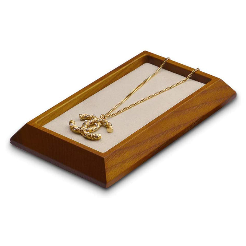 Cream White Rectangle Wood Jewelry Tray for Showcase Display SM09003