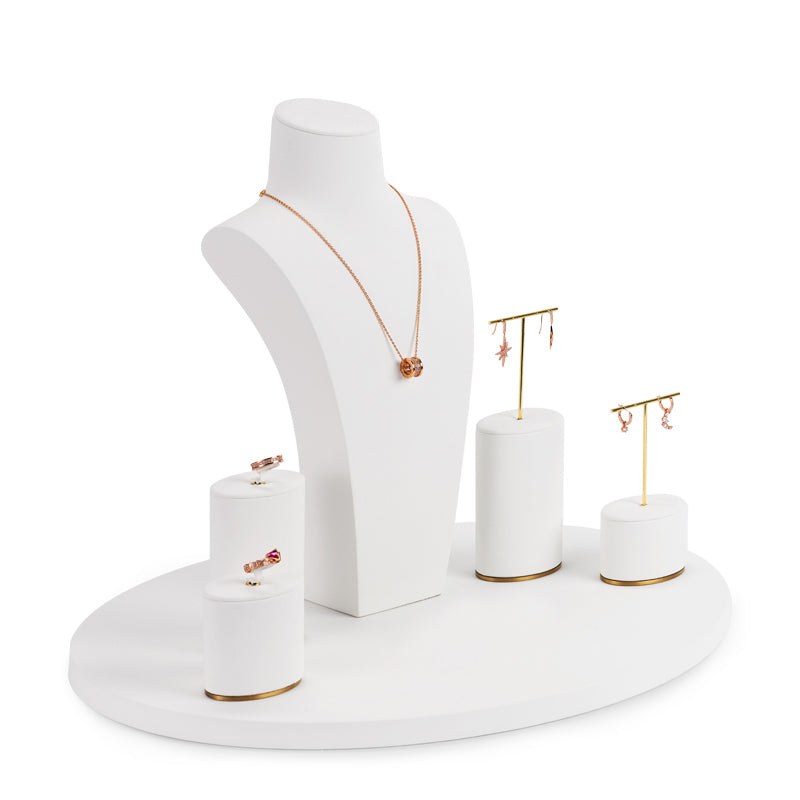 Luxury White PU Leather Jewelry Display Set TT081