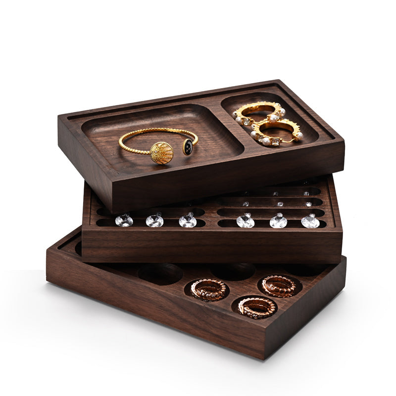 Walnut Wood Stackable Jewelry Display Tray P095