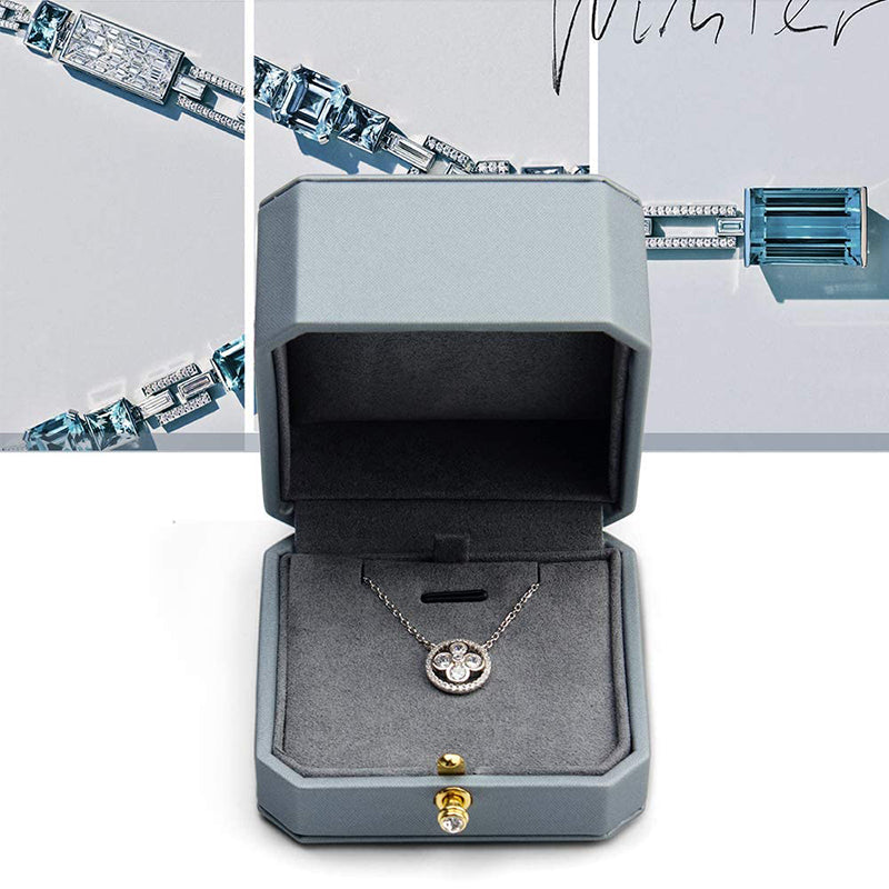 Gray Premium Leatherette Necklace Pendant Box H07503