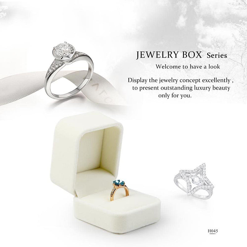 White Velvet Wedding Ring Box H04501