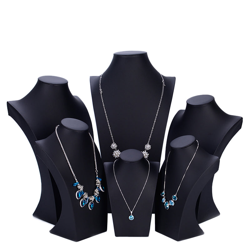 Black PU Leather Necklace Jewelry Display Bust RX00102