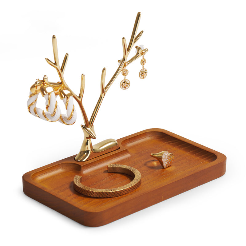 Wood Jewelry Display Tray With Deer Rack SM167