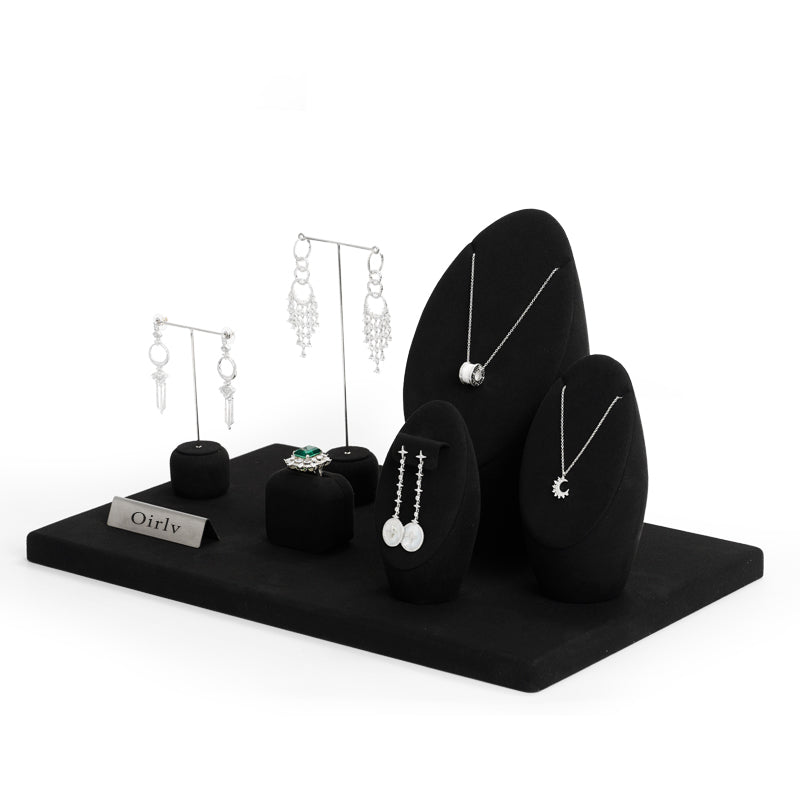 Luxury Black Microfiber Jewelry Display Set TT100
