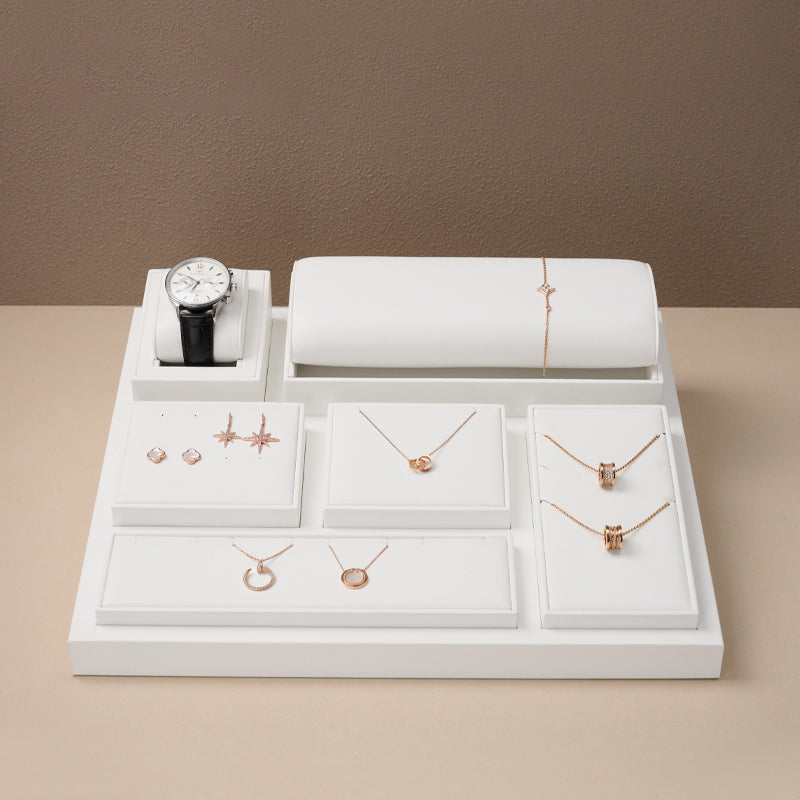 White pu leather ring jewelry display set TT134