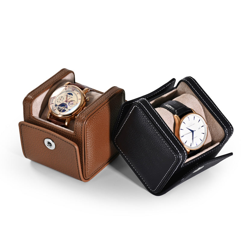 PU Leather Button Snap Mechanical Watch Storage Gift Box