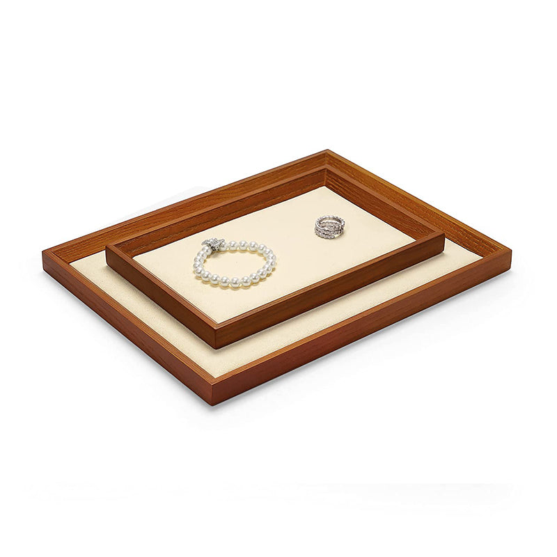 Cream White Wood Small Flat Jewelry Tray SM11501
