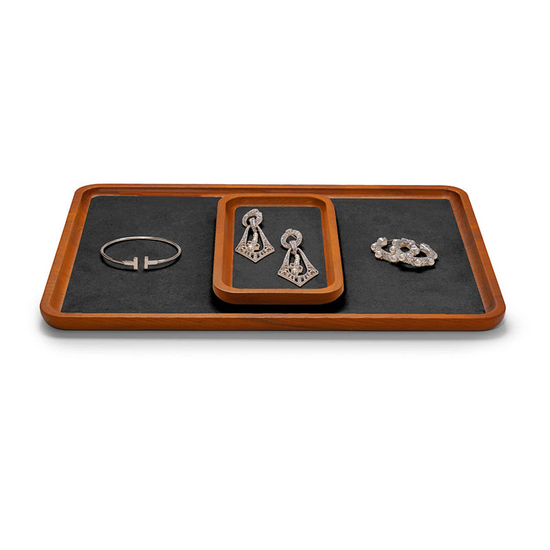 Dark Gray Rectangle Wood Jewelry Display Tray SM13002