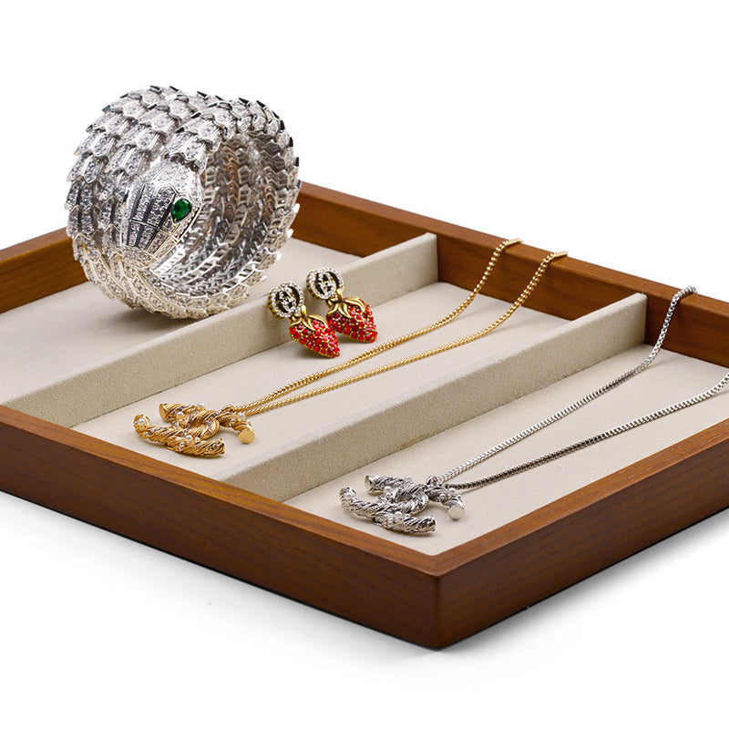 Solid Wood 1:3 Compartment Jewelry Watch Storage Tray P062
