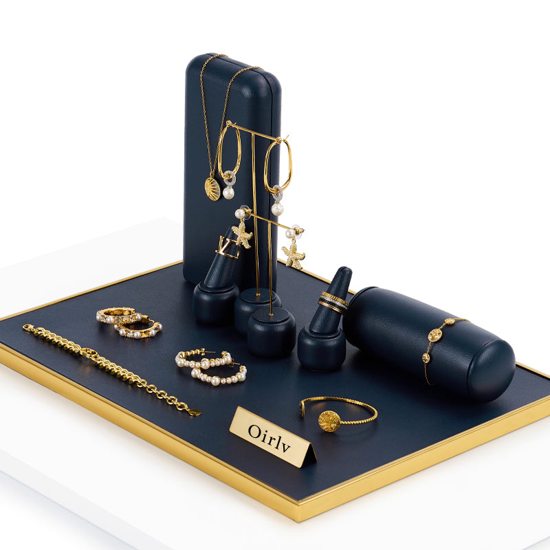 Luxury Navy Blue Metal Jewelry Display Set TT098