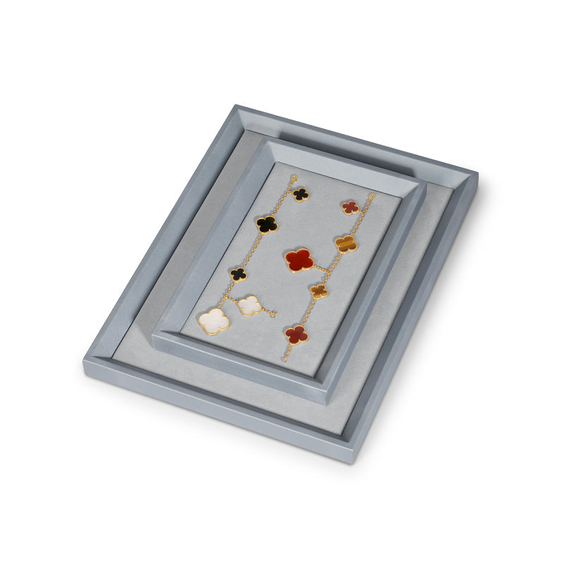 Gray PU Leather Microfiber Jewelry Display Tray P081
