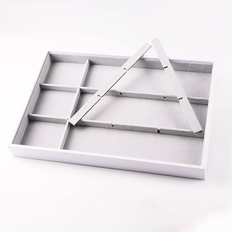 Gray Velvet Stackable Jewelry Organizer Trays 12 Grids P02103