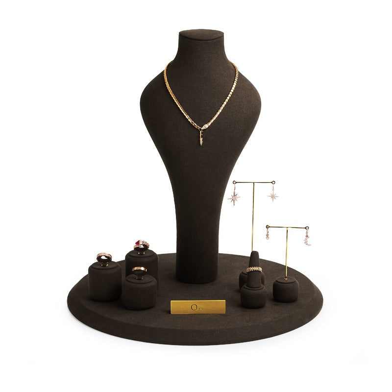Luxury Coffee Microfiber Jewelry Display Set TT092