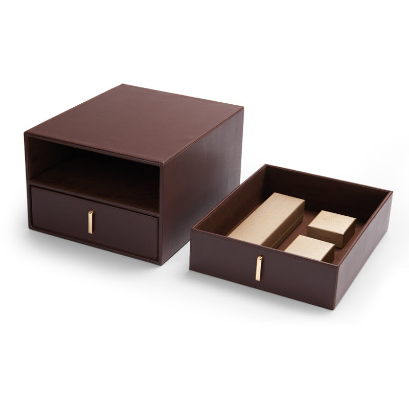 Coffee Double Drawers Jewelry Storage Box X05002