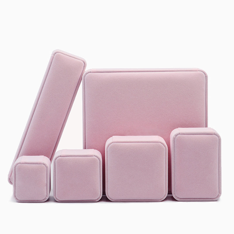 Pink Round Corner Flannelette Jewelry Packaging Box H008