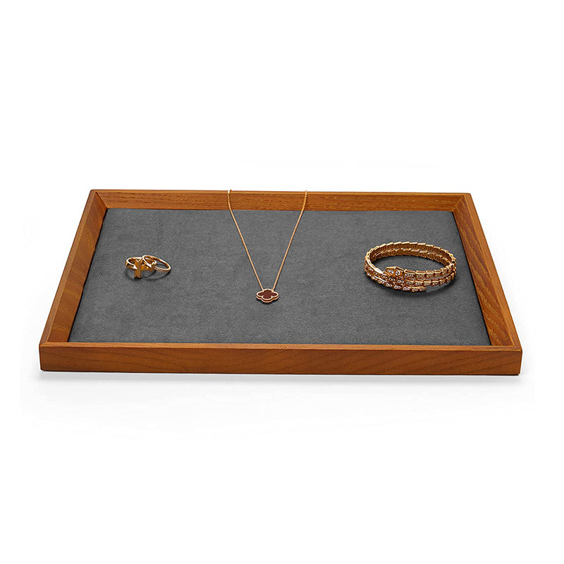Dark Gray Wood Large Flat Jewelry Tray SM11602