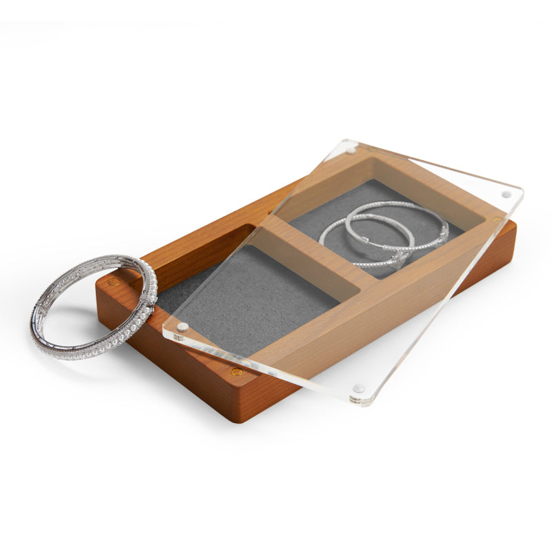 Exquisite Wood Jwelry Tray With Magnetic Acrylic Cover SM133