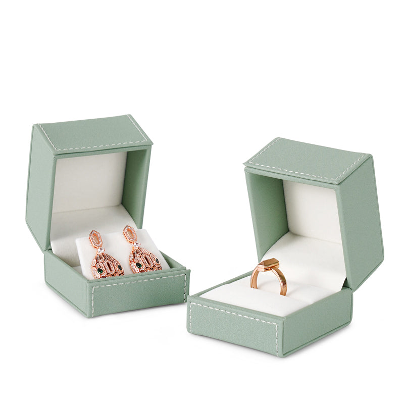 Light Green PU Leather Ring Gift Box H120