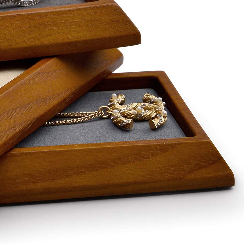 Dark Gray Rectangle Wood Jewelry Tray for Showcase Display SM09004