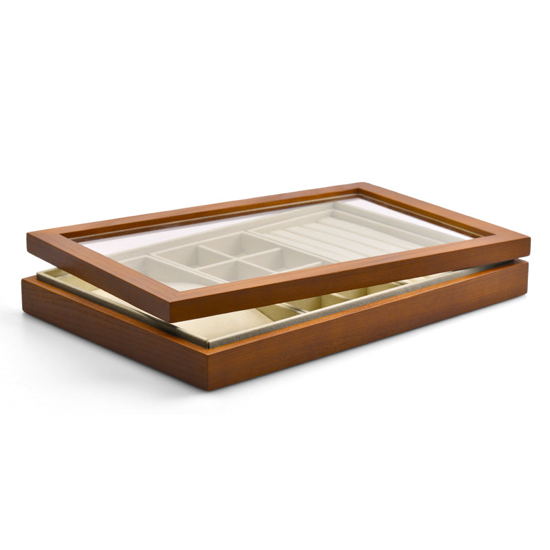 Wood Jewelry Display Tray With Transparent Cover X025