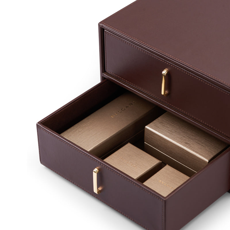 Coffee Double Drawers Jewelry Storage Box X05002