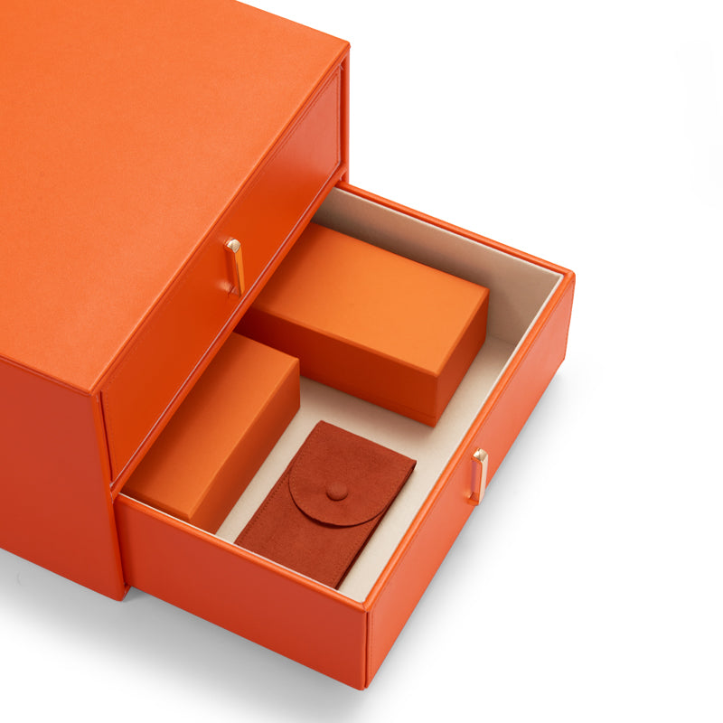 Orange Double Drawers Jewelry Storage Box X05001