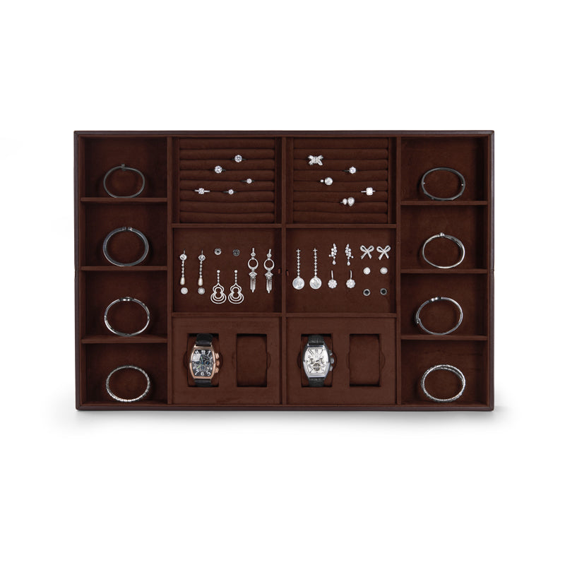 Coffee PU Leather Jewelry Storage Tray P12502