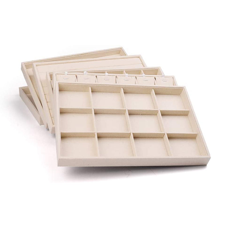 Linen Stackable Jewelry Display Tray 12 Girds P00202