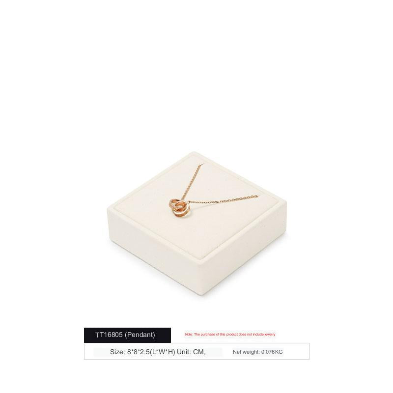 Beige Microfiber Ring Necklace Jewelry Display Set TT168