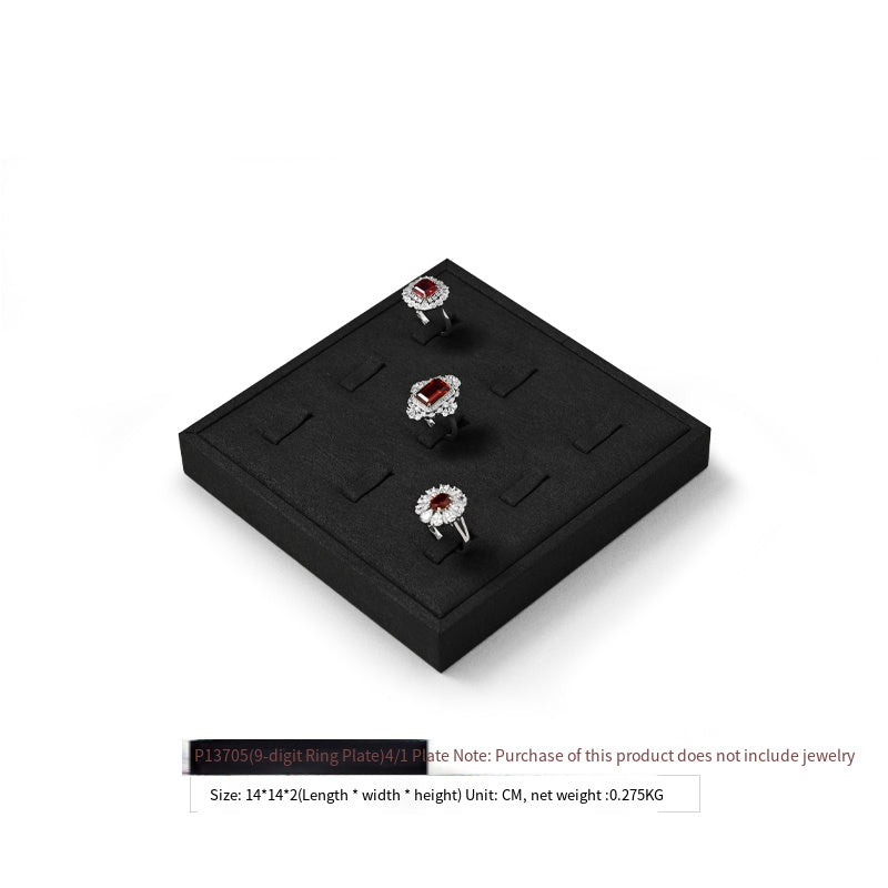 Luxury Microfiber Black Ring Necklace Pendant Earring Display Tray P137