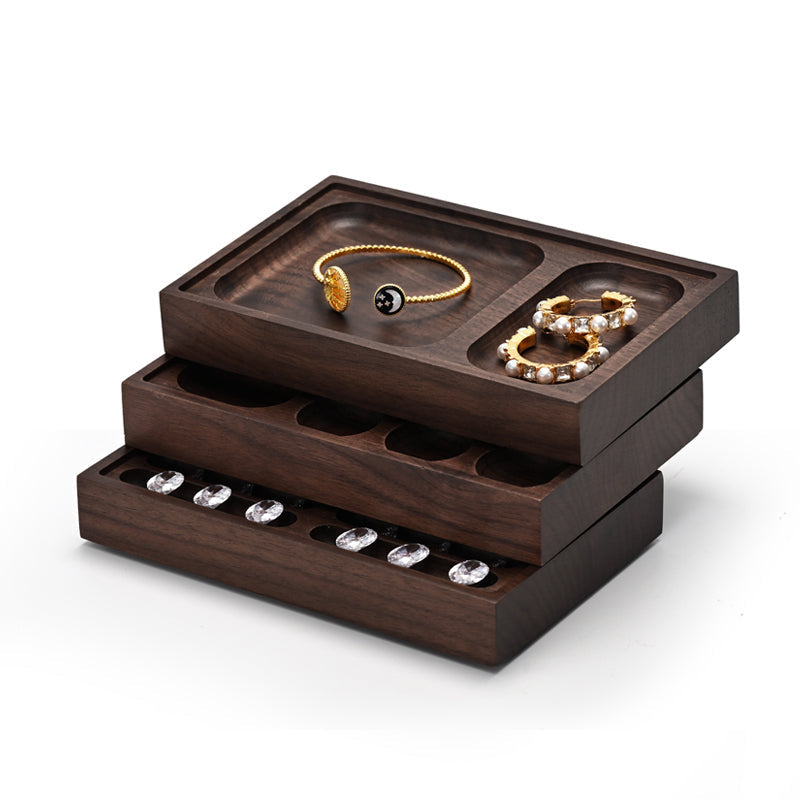 Walnut Wood Stackable Jewelry Display Tray P095